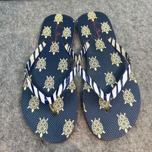 Vera Bradley Turtle Flip Flops Striped Thong Sandals Beach Pool Summer Size 9/10